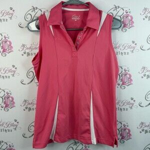 Cracked wheat tank top collared Pink white Coral Sleeveless Polo Top preppy